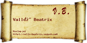 Valló Beatrix névjegykártya